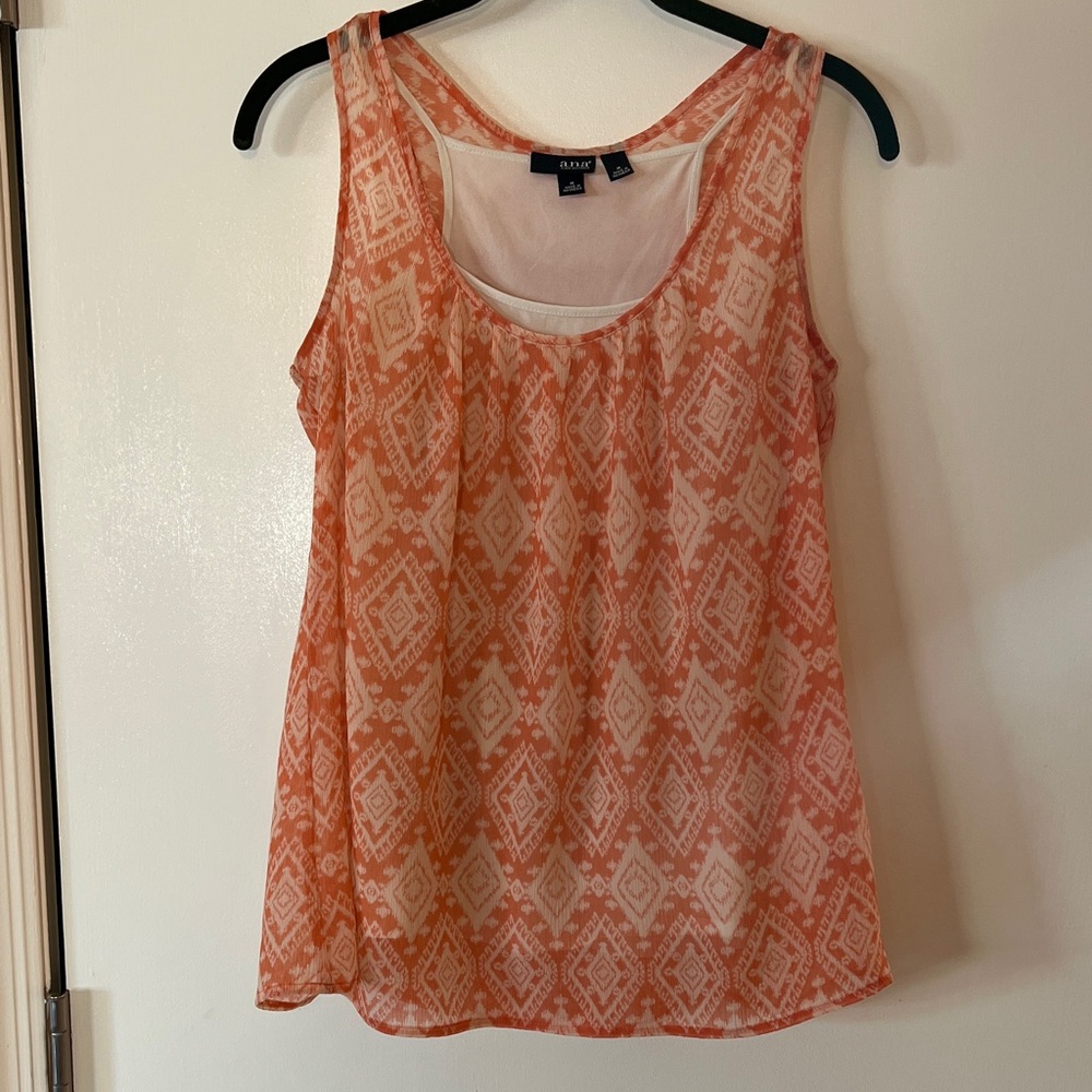 a.n.a Coral Geometric Tank Top